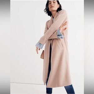 Madewell Long Coat Wool blend Blush Pink ñ Sz 0 Small Trench Coat